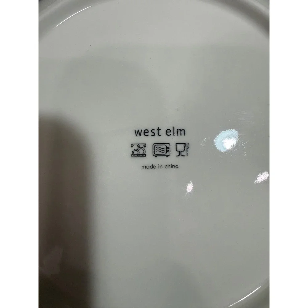 West Elm 12‎ Days of Christmas White Ceramic Dessert Appetizer Plates Embossed